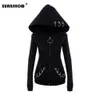 Damen Hoodies Sweatshirts XUANSHOW Frauen Gothic Punk Iron Ring Herbst Winter Langarm Zipup Schwarze Jacke Reißverschluss Damen Mantel 231218