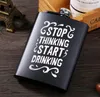Creative 8oz Stainless Steel Hip Flask English Letter Black Personalize Flasks Outdoor Portable Flagon Whisky Stoup Wine Pot Alcohol Bottle