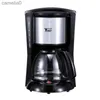 コーヒーメーカー900W電気ドリップコーヒーマシンメーカーアメリカンティーポット1.2LミニホームアプライアンスMoka Pot Black Redl231219