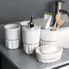 Badtillbehör Set Badrum Toalettkombination Hem 5 -delstycken WASH NORDIC MARBLE CERAMISK SOAP DISH MUND WASH Cup Liquid Dispensing Bottle