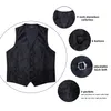 Men's Vests Men Black Paisley Vest Necktie Bowtie Pocket Square Cufflinks Dress Set Classic 5 PCS Business Waistcoat for Man 231219