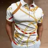 Polos pour hommes T-shirt de polo à fermeture éclair de luxe pour hommes3d chaîne impression nouveau polo pour hommes quotidien décontracté à manches courtes chemise et chemisier surdimensionnés en vrac T231219