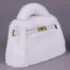 Sacos da noite 2023 de alta qualidade mulheres vison cabelo bolsa luxo design pele emenda couro pequeno quadrado saco macio macio pelúcia crossbody