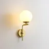Wandleuchte Nordic LED Golden Eisen für Aisle Korridor Schlafzimmer Nachttisch Bad Glaskugel Wandlampen Licht Home Dekoration Leuchten