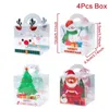 Confezione regalo 4 pezzi scatola in PVC trasparente Babbo Natale albero di Natale sacchetto di caramelle di mele di Natale festa dell'anno 2024 decorazioni per imballaggi per bambini