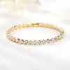 Bangle Luxury Crystal Tennis Bracelets For Women Wedding Gift Gold Silver Color Metal Roman Chain Bangles Jewelry 231219