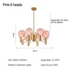 Chandeliers Led Home Decor Modern Simple Romantic Pink Glass Ball Pendant Lamps Bedroom Living Room Salon Design Luxe Lighting