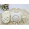 Blankets 3pcs/set Born Pography Props Infant Wraps Knitted Baby Boys Girls Po Faux Fur Hat Stretch Blanket Bear Doll