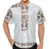 Mäns casual skjortor sommar män skjorta polynesiska stamkläder samoa hawaiian fiji tapa blommor tryck knapp ner andningsbar baseball tröja
