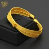 Bangle Luxo Flor Dubai Cor de Ouro Bangles para Mulheres 24k Banhado Indiano Africano Pulseiras Charme Casamento Etíope Árabe Jóias 231219