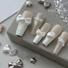 Nail Art Decoraties 3 Stuks 3D Strik Vormige Metalen Hars Parel Steentjes Manicure Sieraden Voor DIY Accessoires E74C