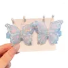 Accessori per capelli 2 pezzi/set graziose clip a farfalla ricamate per bambina copricapo forcina per principessa frangia clip laterale per bambini