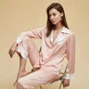 Женская одежда для сна, 5 цветов, пижамы из ледяного шелка, весна и лето 2023, высококачественный атласный домашний костюм с лацканами с длинными рукавами, M-XL