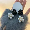 Boucles d'oreilles perles créatives pour femmes, personnalité blanc noir, bijoux à la mode, vente en gros