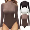 Frauen Shapers Herbst Winter Langarm Sexy Body Einfarbig Hohe Strecth Rollkragen Tops Für Frauen Shapewear Overall Körper Anzug