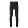 paarse jeans designer jeans voor heren Patchwork Ripped Voor jeans mieren Zwarte jeansbroek rap jeans comfort denim tranen jeans vier seizoenen Jeans met letterpatroon