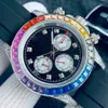 Modische Herrenuhr, Designer-Luxus-Regenbogenuhren, Diamant, 40 mm, 6 Zeiger, Herrenuhr, 316, raffinierter Stahl, italienisches Gummiband, Kristall-Zifferblatt, automatisch, leuchtend, wasserdicht