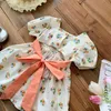 Flickans klänningar Girls blommaklänning 0-6 år gamla sommarbarn bär tjej baby spetsar upp prinsessklänning småbarn nyfödda klänningar