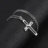 Pendanthalsband Houwu julklappar Cross Necklace Real Gold Plated Jesus rostfritt stål smycken för män kvinnor mode kristen