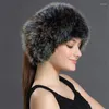 Luxus Echtpelz Stretch Stirnband Hüte Weibliche frauen Gestrickte Schal Hoop Warme Kopfbedeckung Gehörschutz Russische Headwrap