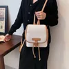 School Bags 2023 Fashion Simple Backpack For College Students Korean Y2k Pu Leather Drawstring Cute Office Lady Mochilas