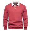 Pulls pour hommes 2023 Automne Polo Col Sweat-shirts pour hommes Coton Mode Pull Casual et Social Wear Chemise de couleur unie