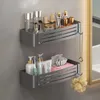 Estantes de baño sin estante para taladro, soporte de almacenamiento de maquillaje y champú, organizador de cocina, accesorios montados en la pared, aleación de aluminio 231218