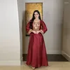 Vêtements ethniques Ramadan Maroc Abaya Gold Soie Brodée Paillettes Moyen-Orient Arabie Saoudite Musulmane Robe de luxe Robe de mode