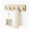 Cintres racks porte-manteau mural porte-manteau suspendu en bois avec 5 crochets rail pour écharpe sac serviette facile à utiliser livraison directe maison jardin otcki