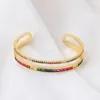 Bangle Double Layer Cuff Bangle Bracelet Gold Color Copper Multi Color Rainbow Bangles for Women Girls Fashion Jewelry 231218