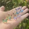 Nova chegada banhado a ouro brinco de cristal colorido brincos de borboleta para mulheres
