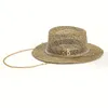 Wide Brim Hats Bucket Summer Sun Hat Bumpy Top French Straw Women s Chain Decorative Holiday Shade Punk Style 231219