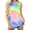 Frauen Tanks Krawatte Dye Blumenblumen 3D -Drucktankhöhe ärmellose Yoga Training Weste Off Schulterfrau Running Streetwear Camisole