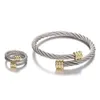 Bracelet Fashion Ring Set pour femmes hommes Punk en acier inoxydable poignet en métal Bracelet sans décoloration couleur bijoux accessoires cadeaux 231219