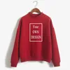 Мужские толстовки с капюшоном Ваш собственный дизайн, брендовое изображение, принт на заказ, женские вязаные пуловеры с одним вырезом, толстые осенне-зимние яркие цвета, свободные DIY 231218