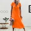 Party Dresses Women Casual Solid V-neck Line Roll Up The Sleeve Long Dress 2023 Splice Button Elegant Women's Bodycon Vestidos