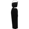 Casual Dresses Party One-Shoulder Sexig Cutout Slit Midriff Outfit Maxi Dress