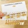 Dangle Chandelier EN 2022 Tendance Couleur Argent Animal Papillon Boucles D'oreilles Ensemble pour Femmes Filles Géométrique Coeur Métal Acrylique Boucles D'oreilles BijouxL231219