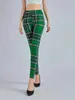Pantalon femme Leggings décontractés taille haute Stretch vert Plaid confortable Style coréen tricot bas hivers