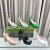 Yüksek Topuklu Slingback Elbise Ayakkabıları Kadınlar Birleştiren Mary Jane Platform Topuklular Pompalar Rhinestone Kristal Tokal Sandal Daireler Parti Gelinlik Ayakkabı