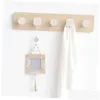 Cintres Racks Porte-manteau mural Porte-manteau suspendu en bois avec 5 crochets Rail pour sac d'écharpe serviette facile à utiliser livraison directe maison jardin Otluw