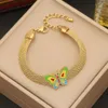 Neuankömmling vergoldeter Edelstahl Schmetterling Ohrringe Halskette Schmuckset für Frauen