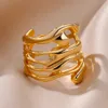 Band Ringen Roestvrij Staal Voor Vrouwen Mannen Goud Kleur Holle Brede Ring Vrouwelijke Mannelijke Partij Vinger Sieraden Gift 2023 Trend 231219