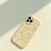 Gele Bloemen Matte Cases Voor iPhone 15 14 11 13 12 11 Pro Max Back Cover 15promax 14pro Zachte Mobiele telefoon Case Bumper 100pcs