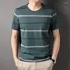 Men's T Shirts Cotton Short-Sleeved T-shirt Summer Round Neck Pullover Men Loose Casual Half Sleeves Striped