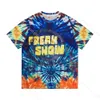 T-shirt firmata tie-dye con stampa alfabetica a maniche corte T-shirt lavata casual americana retrò alla moda di High Street