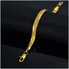 Charm Bracelets Gold Bracelet Men Jewelry 14K 8Mm Snake Link Chain 21/22Cm Male Hand Wholesale Pseras Braslet For Drop Delivery Jewelr Dhcxy