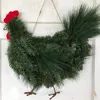 Decorative Flowers & Wreaths Christmas Wreath Xmas Rooster Chicken Green For Front Door Farmhouse Garden Home Decorations208o