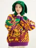 Suéteres de mujer Harajuku suéter de algodón grueso suéter de mujer patrón original nicho diseño mono de dibujos animados señora prendas de punto tops amarillo