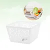 Ensembles de vaisselle Boîte de rangement en plastique creuse Panier de fruits empilable sculpté pour articles divers (blanc)